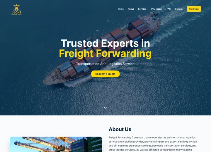Juone Freight Logistics — เว็บไซต์ธุรกิจโลจิสติกส์ระหว่างประเทศ