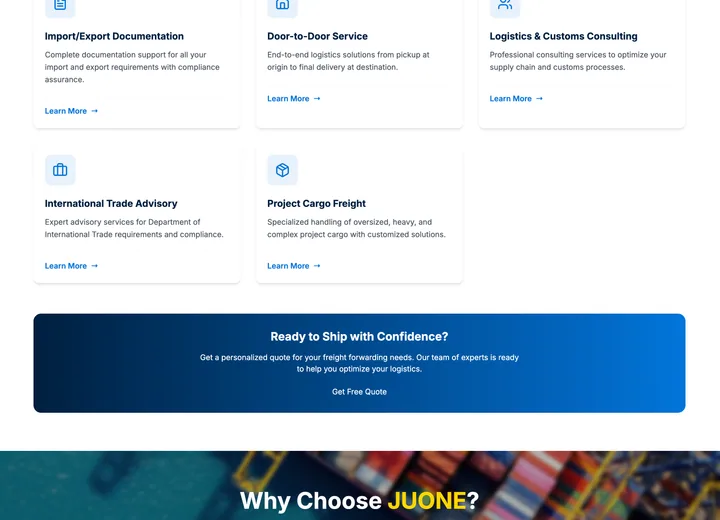 Juone Logistics — เครือข่ายการขนส่งทางเรือและทางอากาศ