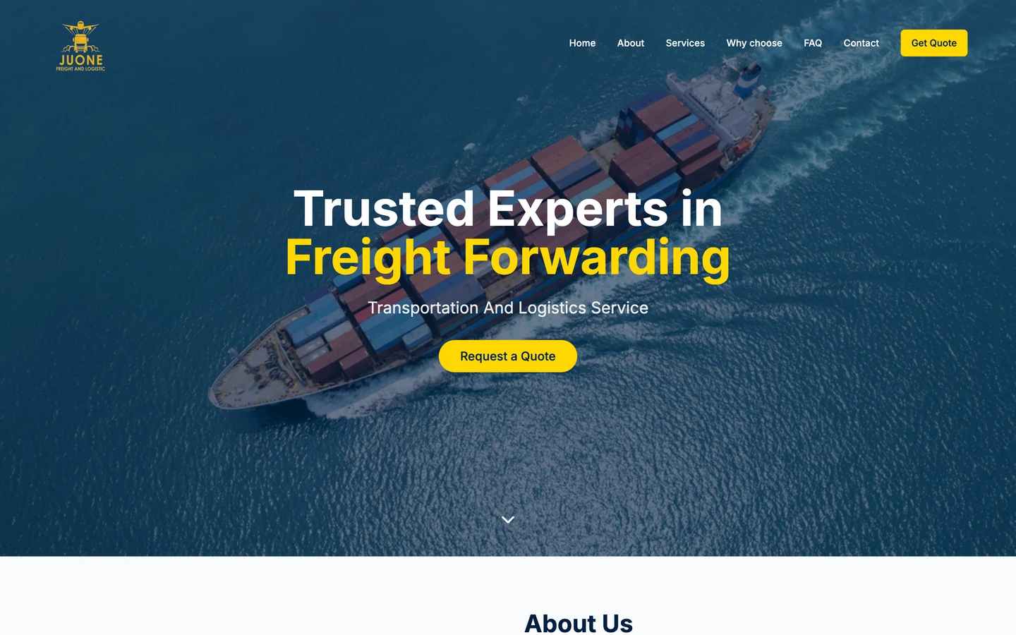 JUONE Freight & Logistic — desktop website by T2ETECH